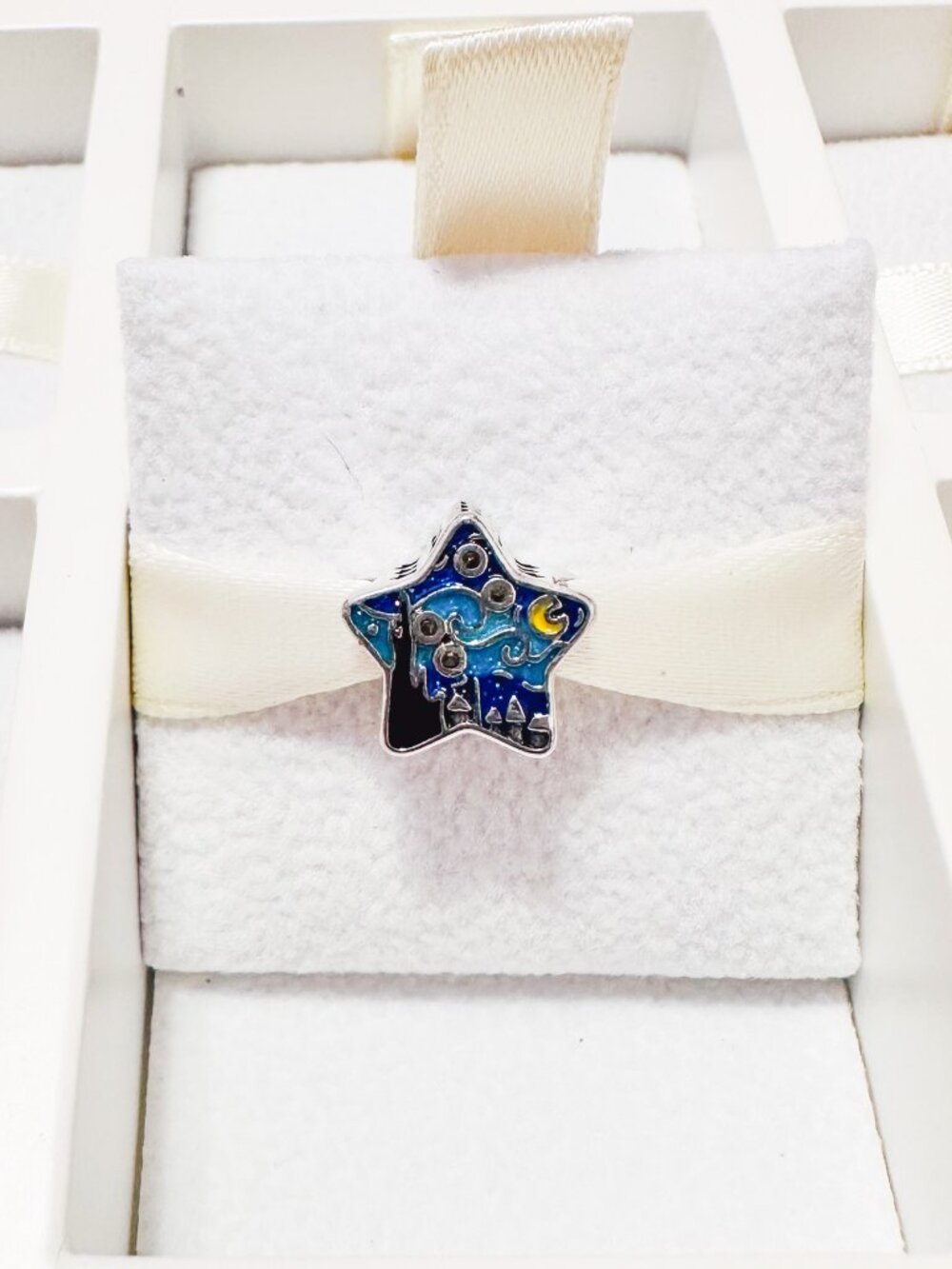 925 Sterling Silver Van Gogh The Starry Night Star-Shaped Charm Bead